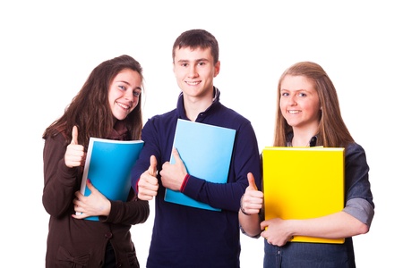 Teenage Students with Thumbs Upの写真素材