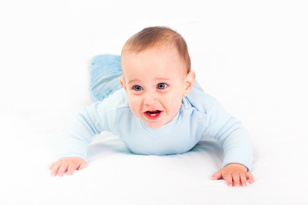 Little Child on the Bedの写真素材