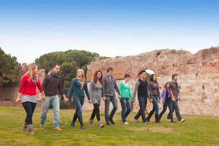 Multicultural Group of People Walking Togetherの写真素材