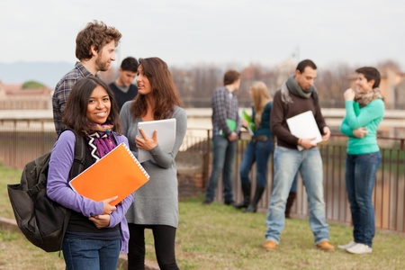 Multicultural College Students at Parkの写真素材
