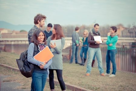Multicultural College Students at Parkの写真素材