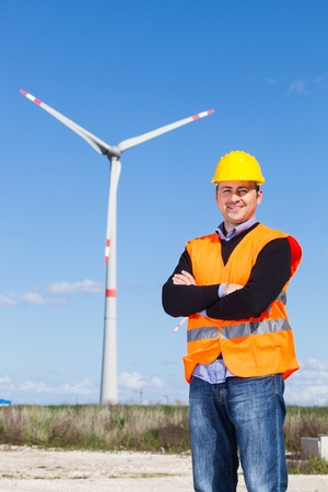 Technician Engineer in Wind Turbine Power Generator Stationの写真素材