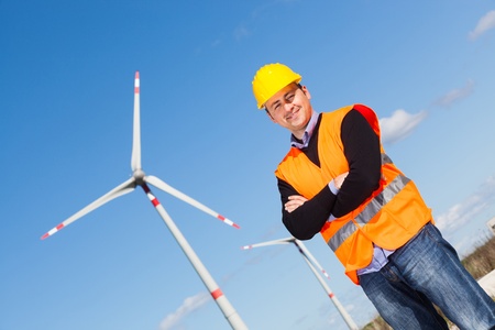 Technician Engineer in Wind Turbine Power Generator Stationの写真素材