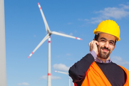 Technician Engineer in Wind Turbine Power Generator Stationの写真素材