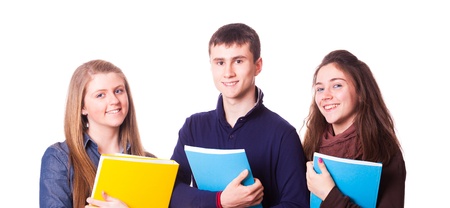 Happy Teenage Students on Whiteの写真素材