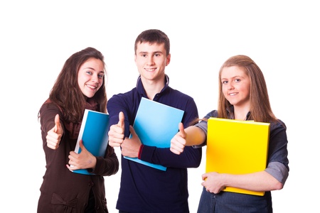 Teenage Students with Thumbs Upの写真素材