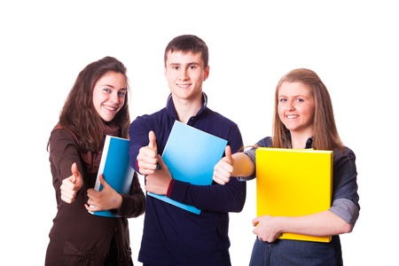 Teenage Students with Thumbs Upの写真素材