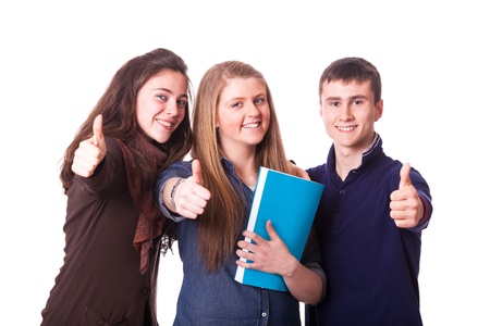 Teenage Students with Thumbs Upの写真素材