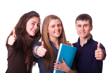 Teenage Students with Thumbs Upの写真素材
