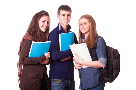 Happy Teenage Students on Whiteの写真素材