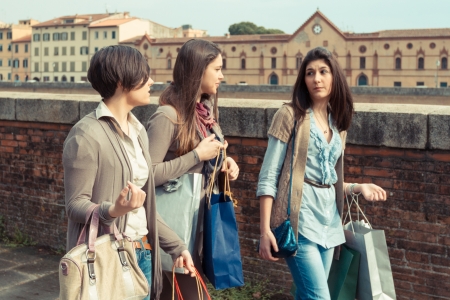 Young Women in the city after Shoppingの写真素材