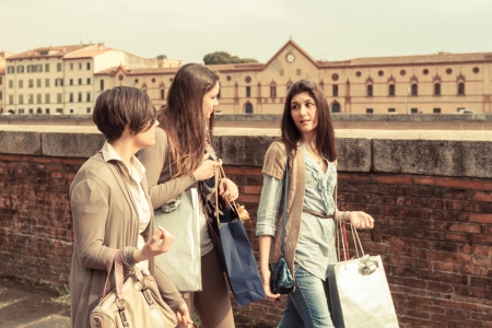Young Women in the city after Shoppingの写真素材