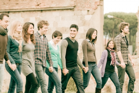 Multicultural Group of People Walking Togetherの写真素材
