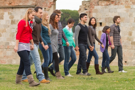 Multicultural Group of People Walking Togetherの写真素材