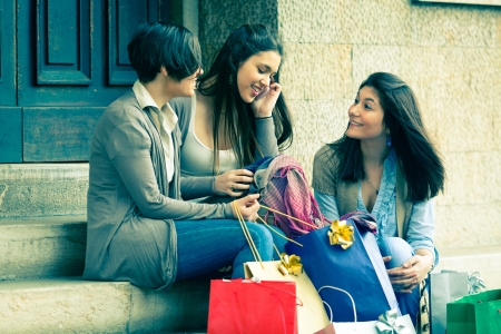 Three Women after Shoppingの写真素材