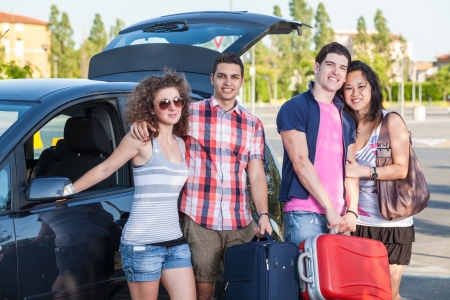 Four Friends Ready to Leave For Vacationの写真素材