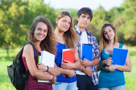 Teenage Students at Parkの写真素材
