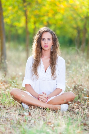 Young Woman in Relax Outsideの写真素材