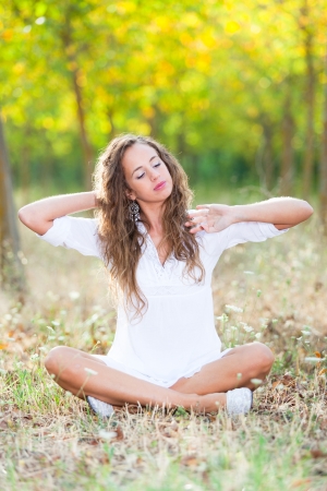Young Woman in Relax Outsideの写真素材