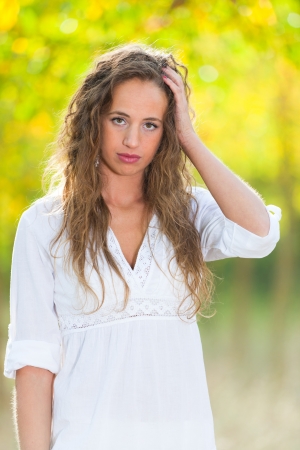 Beautiful Young Woman Outdoorの写真素材