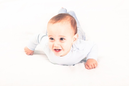 Little Child on the Bedの写真素材