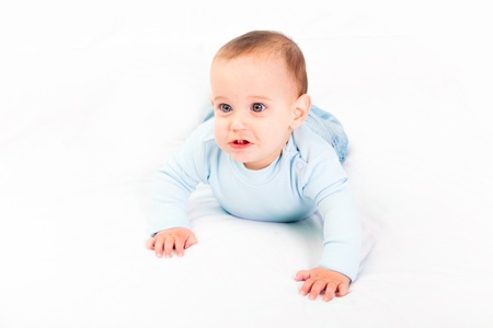 Little Child on the Bedの写真素材