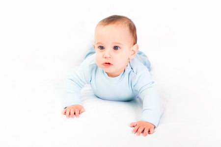 Little Child on the Bedの写真素材