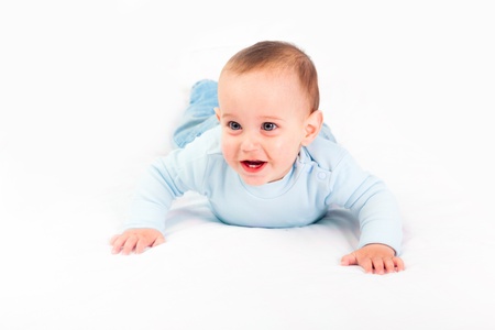 Little Child on the Bedの写真素材