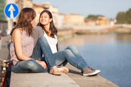 Two Beautiful Women in the Cityの写真素材