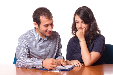 Financial Consultant and Client Signingの写真素材