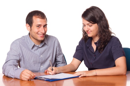 Financial Consultant and Client Signingの写真素材