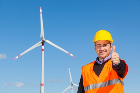 Technician Engineer in Wind Turbine Power Generator Stationの写真素材