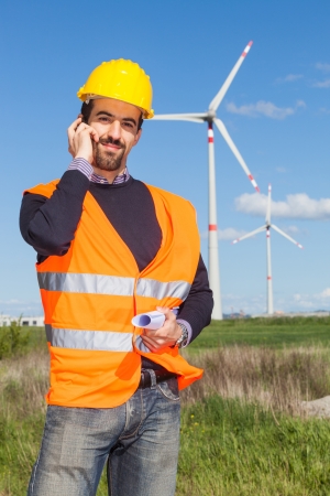 Technician Engineer in Wind Turbine Power Generator Stationの写真素材