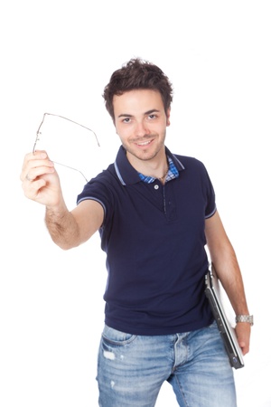 Young Student with Computerの写真素材