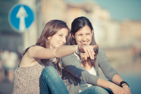 Two Beautiful Women in the Cityの写真素材