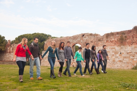 Multicultural Group of People Walking Togetherの写真素材