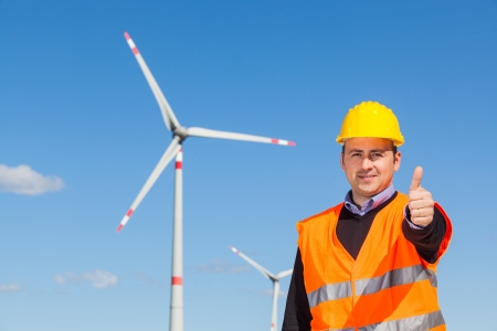 Technician Engineer in Wind Turbine Power Generator Stationの写真素材
