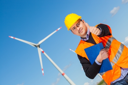 Technician Engineer in Wind Turbine Power Generator Stationの写真素材