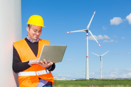 Technician Engineer in Wind Turbine Power Generator Stationの写真素材