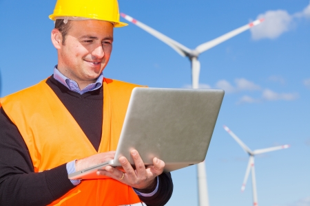 Technician Engineer in Wind Turbine Power Generator Stationの写真素材