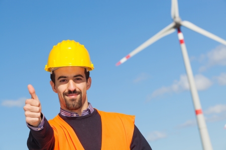 Technician Engineer in Wind Turbine Power Generator Stationの写真素材