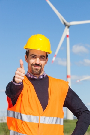 Technician Engineer in Wind Turbine Power Generator Stationの写真素材