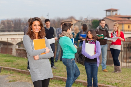 Multicultural College Students at Parkの写真素材