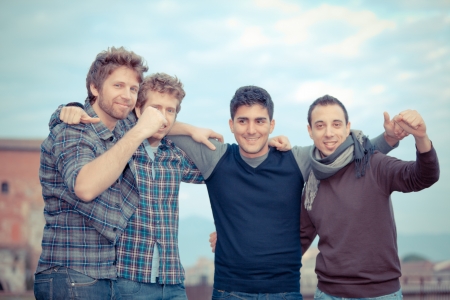 Happy Group of Boys Outsideの写真素材