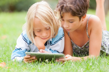 Couple of Children with Tablet PCの写真素材