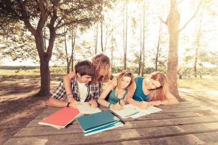 Group of Teenage Students at Parkの写真素材