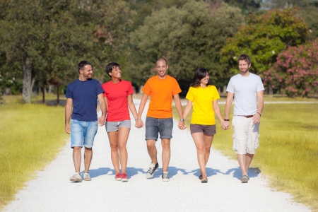 Group of Friends Walking Outsideの写真素材