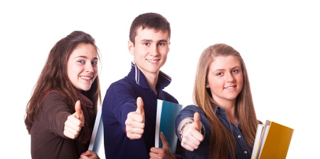 Teenage Students with Thumbs Upの写真素材