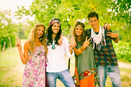 Hippie Group Outsideの写真素材