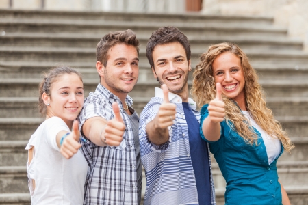 Group of Friends with Thumbs Upの写真素材